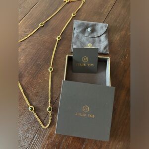 Julie Vos long station necklace with green stone